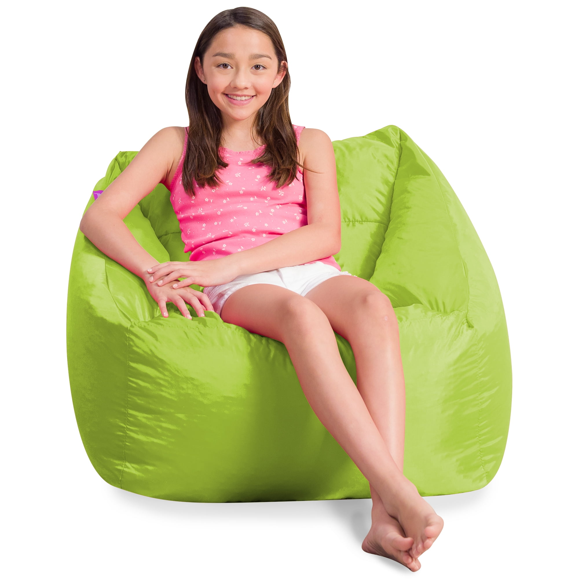 Posh Creations 100in Round Classic Kids Childrens Bean Bag Big Chair for Boys and Girls Large Black