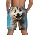 thumbnail image 2 of Haiem Blue Sky Cute Wolf Mens Swim Trunks with Compression Liner 2 in 1 Swimming Shorts Stretch Swimwear Quick Dry,Board Shorts-Large, 2 of 9