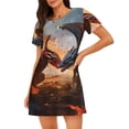 thumbnail image 1 of Vsdgher Chemise de Nuit à Manches Courtes Motif Dragon de Lave pour Femmes, Col Rond, Mignonne, Confortable, 1 of 6