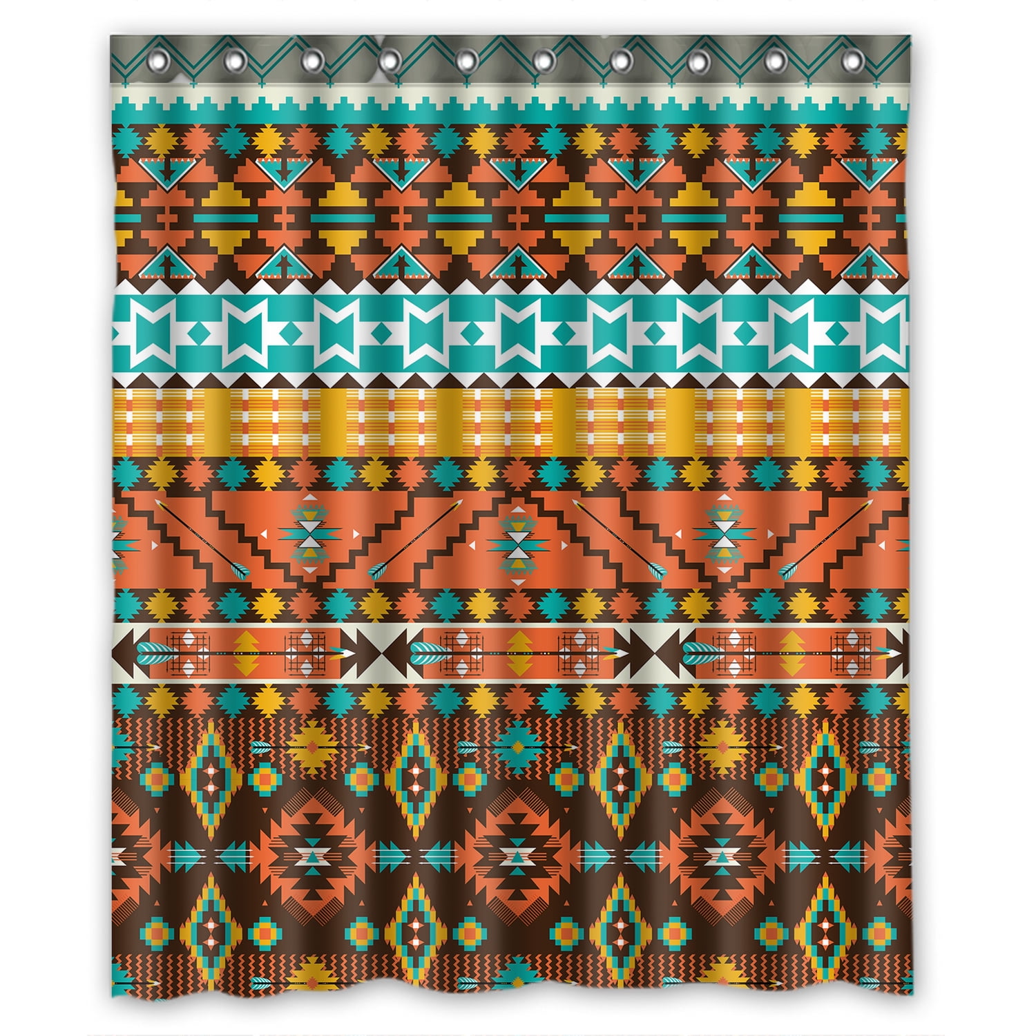 YKCG Colorful Aztec Bohemian Geometric Shower Curtain Waterproof Fabric Bathroom Shower Curtain 60x72 inches