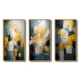 thumbnail image 2 of Designart "Unexpected Joy Teal and Yellow Abstract II" Abstract Painting Framed Wall Art Set Of 3 - Blue Modern Frame Gallery Wall Set For Home Decor, 2 of 6