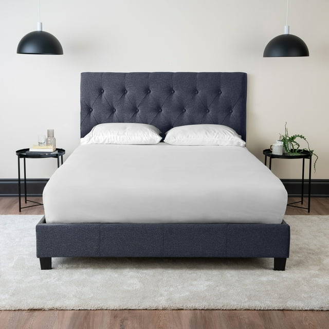 Cadre de Lit Diamond avec Tête de Lit - Grand Lit (Bleu)