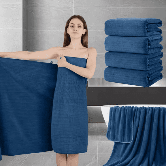 Four-piece oversized bath towels, 35x70-inch super soft and fluffy towels, oversized bath towel set, bathroom towel set, highly absorbent quick-drying bath towels, suitable for bathrooms, hotels, and