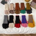 thumbnail image 4 of Xiao Hua Guantes de invierno para mujer, cálidos y modernos, de punto térmico con puños elásticos, color caqui claro, 4 of 4