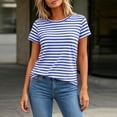 thumbnail image 3 of Otntypg Women's Striped Short Sleeve T-Shirt - Trendy Basic Athletic T-Shirts Loose Soft Crew Neck Casual Summer Tops for Work Weekend, 3 of 8
