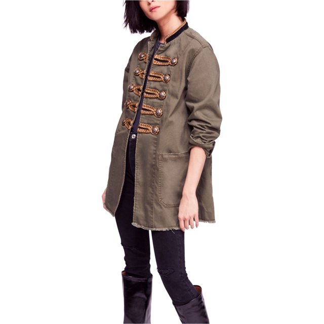 Free People - Chaqueta de pasajero para mujer, verde, pequeña Free People Chaqueta