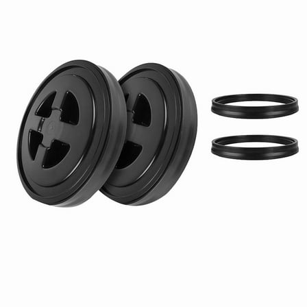 2 Pieces 5 Gallon Leak-Proof Bucket Lid Plastic Storage Buckets Screw Seal Lids Pail Pet Food Black