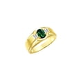 thumbnail image 3 of RYLOS Men's Rings Yellow Gold Plated Silver Classic 7X5MM Oval Gemstone & Diamond Ring Green Sapphire September Birthstone Rings For Men Men's Rings Silver Rings,  Size 11, 3 of 7