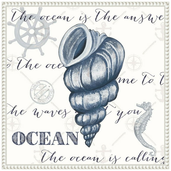 Amanti Art Indigo Ocean Treasures I Framed Canvas Wall Art Print