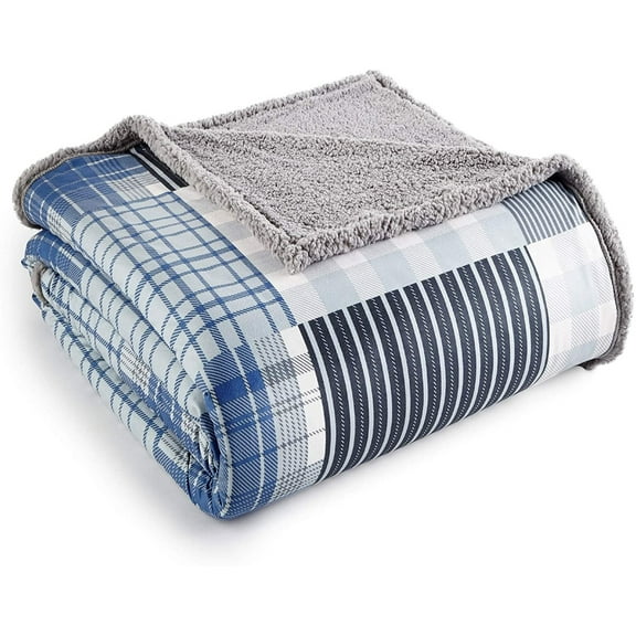 Shavel Home Products Micro Flannel ® Reversible Sherpa Blanket, Twin, Smokey Mountain Plaid