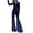 Blue, variant on Miqool Velvet Jumpsuits for Women Dressy Long Sleeve Wide Leg Flare Pants Jumpsuit Club Party Rompers Bodysuit One Piece Formal Outfits