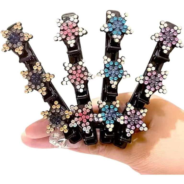 Sparkling Crystal Stone Braided Hair Clips, 3 Small Clips, Multi Clip Hair  Barrette, Triple Hair Clips with Rhinestones