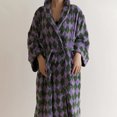 thumbnail image 1 of Retro Plaid Cotton Bathrobe Super Soft Absortion Hooded Loose bath Robe Coat Towel V Neck warm Sleepwear Robes Women Homewear, 1 of 4