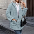 thumbnail image 5 of FAIWAD Womens Winter Coats Sherpa Fleece Oversized Hooded Jackets Button Up Casual Warm Long Overcoat, 5 of 9