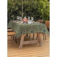 thumbnail image 2 of Outdoor Tablecloth with Umbrella Hole and Zipper, Abstract Geometric Rectangle Table Cloth 54x80 Inch Waterproof Tablecloth, Traditional Tribe Abstract Pattern Yellow Picnic Table Cover for Patio, 2 of 7