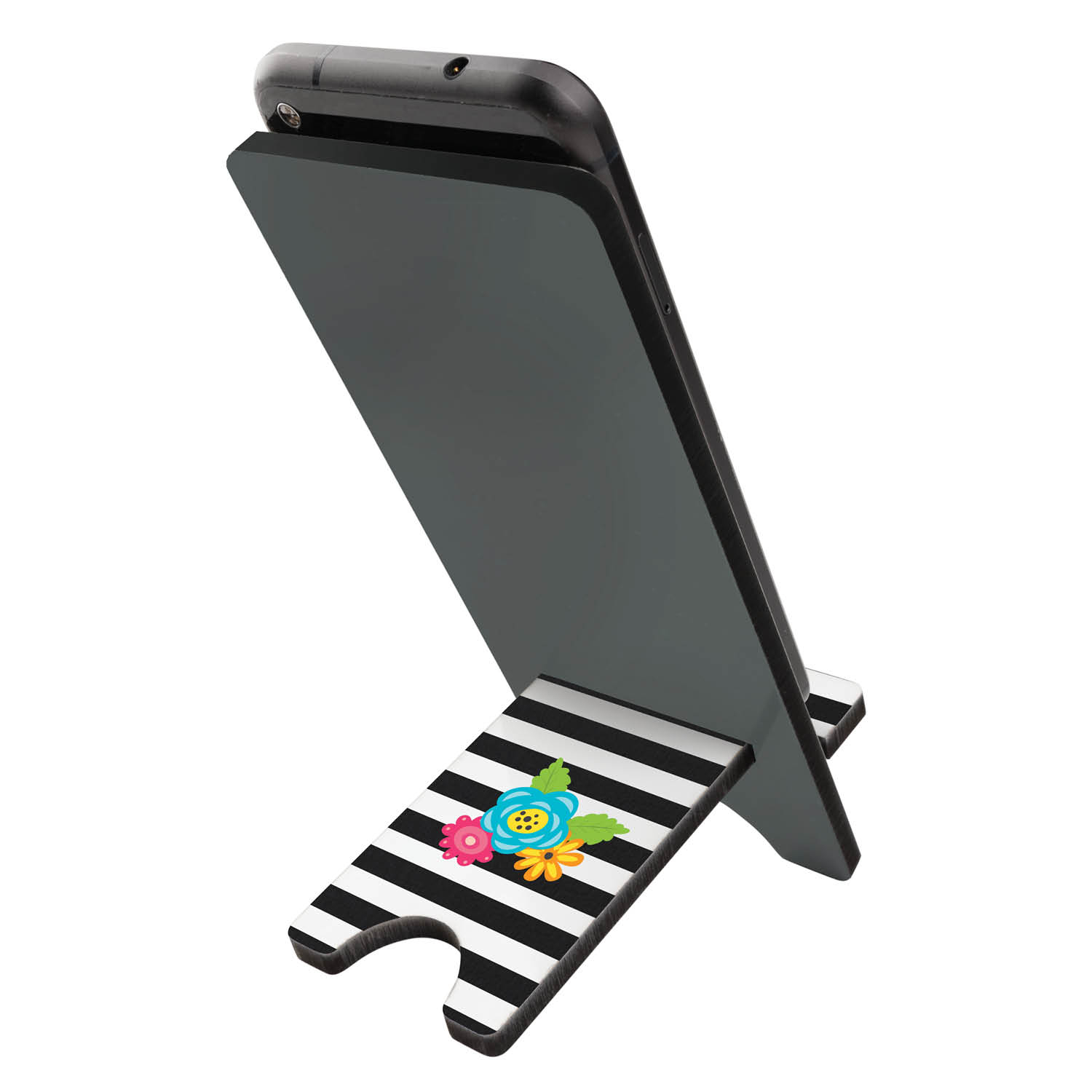 Floral Stripes Personalized Phone Stand