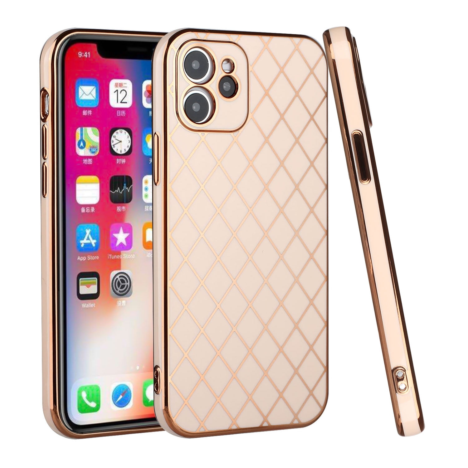 Green Diamond Grid Cute Phone Case for iPhone 6, 7, 8, SE 2022, 11