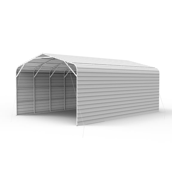 30x20FT Heavy-Duty Galvanized Metal Garage, All-Steel Enclosed Carport with Side Panels, Large Outdoor Vehicle Shelter and Car Shed for Trucks, SUVs, Boats & RVs, Steel Canopy Storage Building