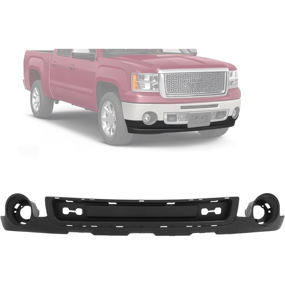 Kojem Front Lower Bumper Valance Panel for 2007-2013 GMC Sierra 1500 Denali w/Grille Provision & Fog Light Holes Replacement for 15901527 GM1092219 Air Dam Deflector Valance Plastic