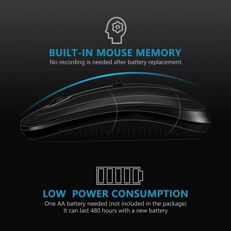 Jelly Comb ワイヤレスマウス 黒 Jelly Comb Wireless Mouse 2.4GHz Bluetooth Rechareable Mobile