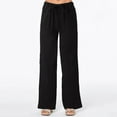 thumbnail image 2 of KDFJPTH Women Pants Trendy Pocket Wide Loose Solid Linen Leg Bage Linen Petite Trousers, 2 of 7