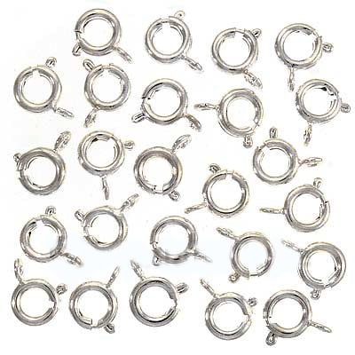White Gold Spring Ring - Silver Plated Spring Ring Clasps 7mm (25)