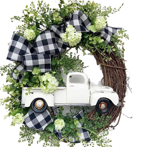 Guirnalda De Puerta De Navidad Creativa, Decoración De Corona De Camión De Navidad, Guirnaldas Artificiales Para Decoración De Pared De Ventana De Coche Y Hogar Yuarrent HA037697-00