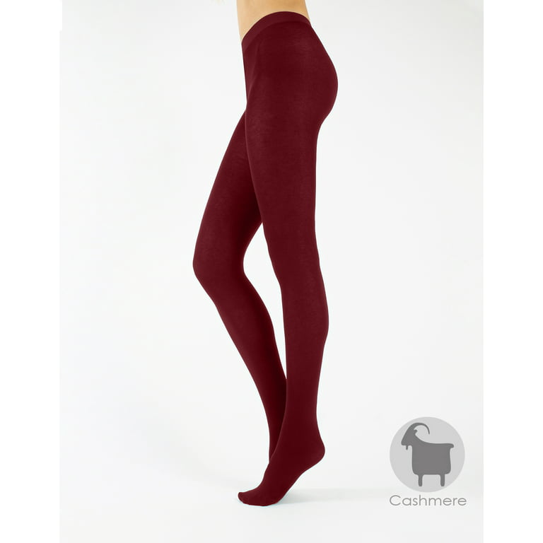 CALZITALY - Cashmere Wool Tights – Fleece Lined Warm Pantyhose for Women –  150 DEN (L, Wine)