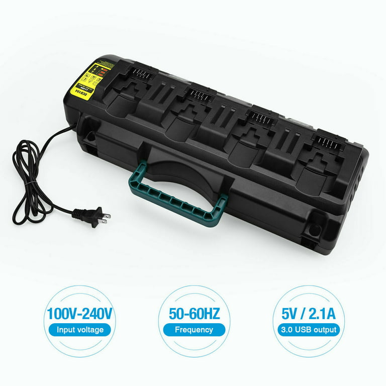 Chargeur de batterie Dewalt DCB104 YEX-BUR 4 ports pour batteries Li-ion  Dewalt 14,4 V-20 V Max 12 A 320 W de remplacement rapide DCB102 DCB102BP