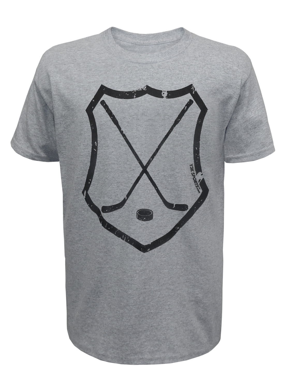 Y3K Sports Boy's Youth Ice Hockey Crossed Sticks Shield T-Shirt Medium Grey  - Walmart.com