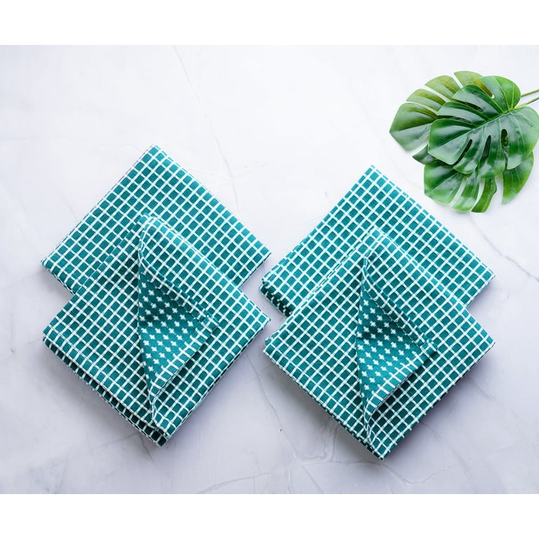 All Cotton and Linen Kitchen Towels, Cotton Dish Towels, Striped Dish Towels,  Teal Kitchen Towels and Dishcloths Sets, Farmhouse Hand Towels Set of 6  18x28 (Teal) 