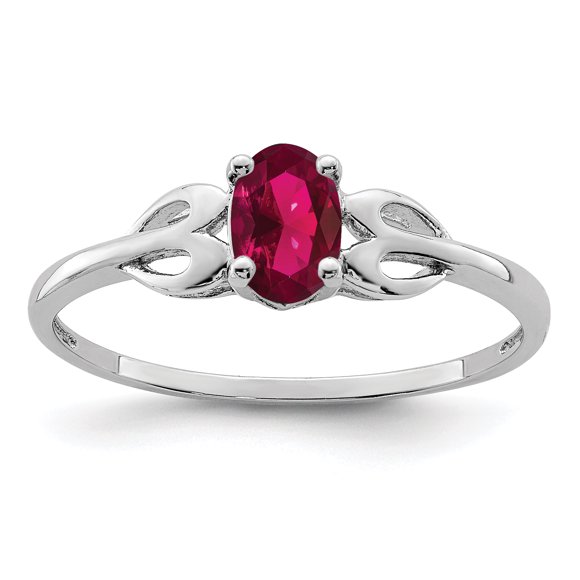 925 Sterling Silver Created Ruby Ring Birthstone July Gemstone
