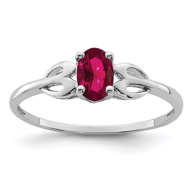 925 Sterling Silver Created Ruby Ring Birthstone July Gemstone