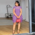 thumbnail image 4 of AURA Plus Size Strapless Bodycon A Line Dress Sexy Ruffle Summer Party Dress Women, 4 of 6