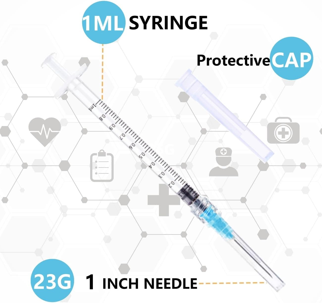 50 pack/box -23 gauge needle 1ml laboratory dispensing tool, independent packaging