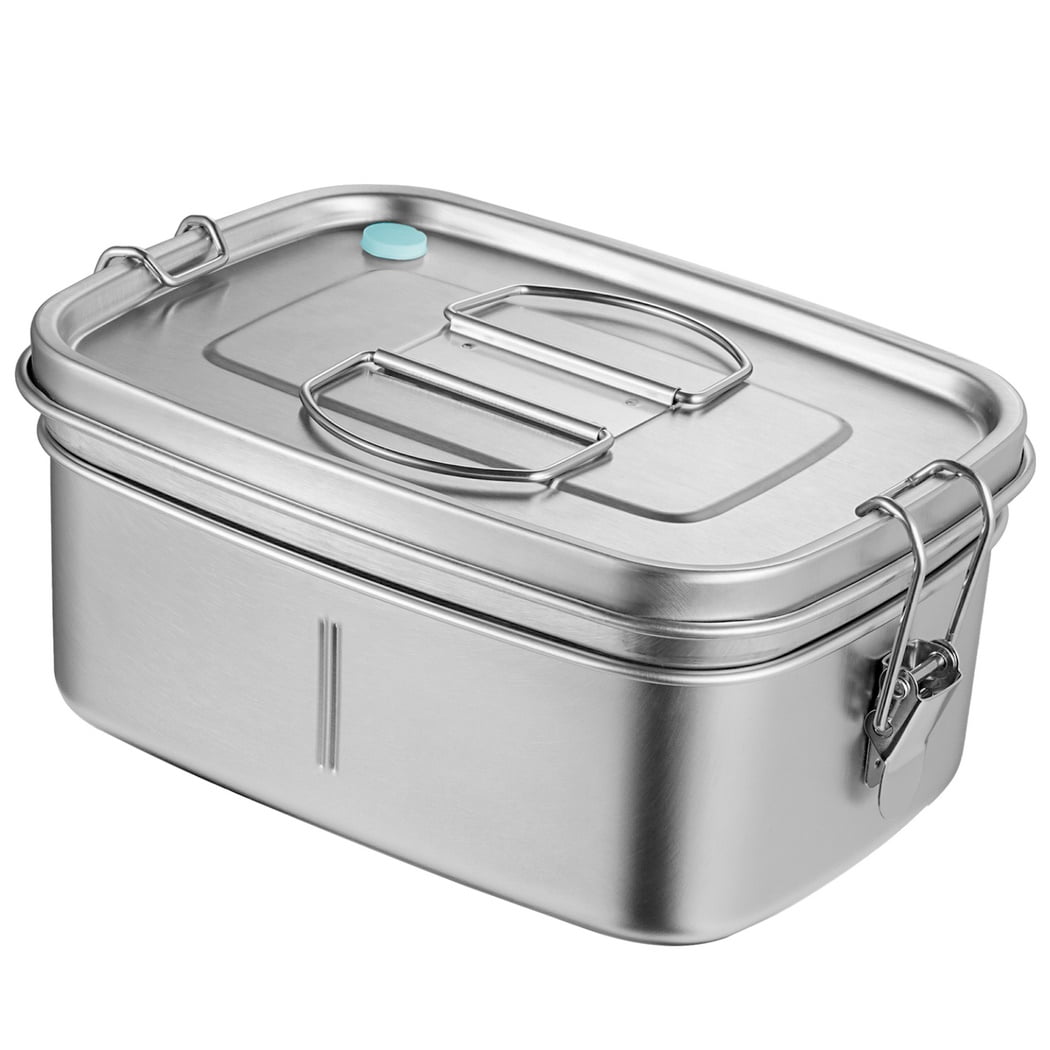 Bento Lunch Box 47oz/1400ml Layered 304 Stainless Steel Lunch Container for  Kids Boys 2 Tier Large Salad Food Storage Containers for men with Secure  Locks Adults Rectangle Metal Tiffin Lunchbox