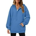 thumbnail image 1 of Womens Hoodies Quarter Zip Pullover Oversized Sweatshirts Half Zip Pullover With Pockets Fall Clothes, 1 of 7