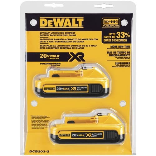 Open Box Dewalt DCB203-2 20V Max 2.0AH Lithium Ion Battery 2 Pack