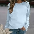 thumbnail image 3 of Scyoekwg Sweatshirts for Women Lightweight Comfy Long Sleeve Tops Solid Color Round Neck Sweatshirt Casual Loose Dressy Blouse Pullover Clearance (Light Blue,XXL), 3 of 4