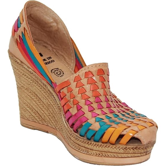The Western Shops Womens Leather Mexican Huarache Sandal, Wedge Platform Sandals