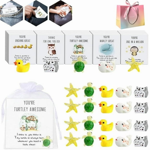 Set of 75 Animal Pun Note Cards, Funny Resin Animals with Thank You Cards, Funny Positive Notes for Students Teachers, Bulk Gifts for Coworkers, Employee Appreciation Gifts, Office Pocket Gift(5pcs)