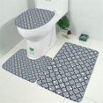 thumbnail image 2 of Blue and White Intricate Pattern Bathroom Rugs Sets 3 Piece,Toilet Cover Set,Absorbent Non Slip Bathroom Mats Sets with U-Shaped Contour Rug Toilet Rug Set, 2 of 5