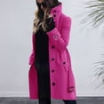 thumbnail image 3 of Winter Woolen Coat Plus Size High Collar Single-breasted with Belt Long Sleeves Thick Pure Color Jacket Dating Shopping Outdoor Overcoat, 3 of 8