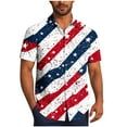 thumbnail image 2 of Jinhomg Mens Stars And Stripes Shirt Big And Tall Short Sleeve Button Down Shirts Casual Comfy American Flag Print Beach Tops Summer Vacation Outfit White XXXXL, 2 of 7