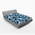 thumbnail image 2 of Ambesonne Palm Trees Fitted Sheet, Dreamy Silhouettes Woods, Full Size, Blue Grey Dark Sky Blue, 2 of 5