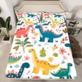 thumbnail image 2 of Manfei Cartoon Coloful Dinosaur Full Size Sheets, Kawaii Jungle Animal Bed Sheets, Blossoms Flower Floral Sheet Sets, Luxury Bedroom Decor, 4 Pieces, 2 of 7