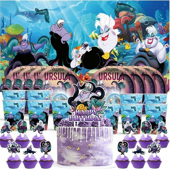 Ursula Birthday Cups Party Supplies Decor Backdrop Plates Fans Decorations Banner