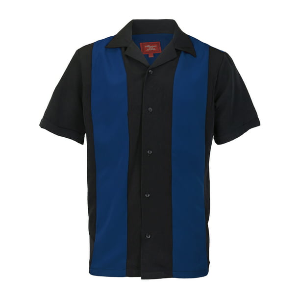 Men's Retro Charlie Sheen Two Tone Guayabera Bowling Shirt - Walmart.com
