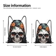 thumbnail image 2 of Saiise Flower Horn Skull Pattern Sports Drawstring Backpack - String Swim Gym Bag with Wet Proof Pocket for Women&Men-Medium, 2 of 6