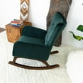 thumbnail image 6 of Ashcroft Glider Rocking Chair with Tufted Cushions, Indoor, Wood Frame and Velvet Upholstery, Green, 6 of 7